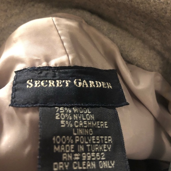 Designer Secret Garden Pea Coat, Sz 8, Gray, Cashmere Blend, Lined Double-Breast - Picture 9 of 12